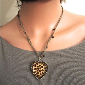 Betsey Johnson Cheetah Heart Necklace.